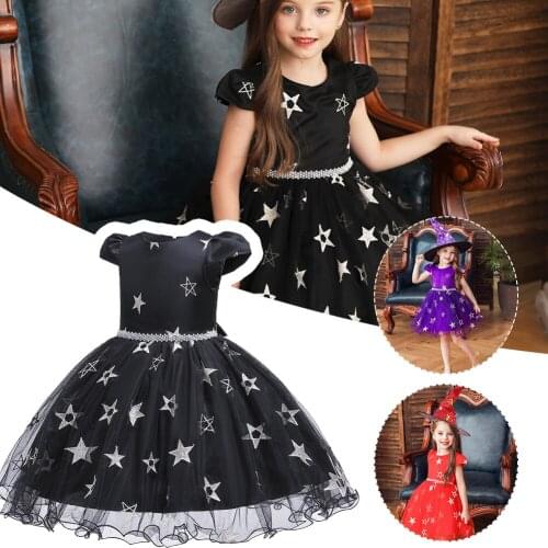 Halloween Witch Cosplay Costume Skirt Dress with Hat for Girls Halloween Decor for Birthday Party Festival