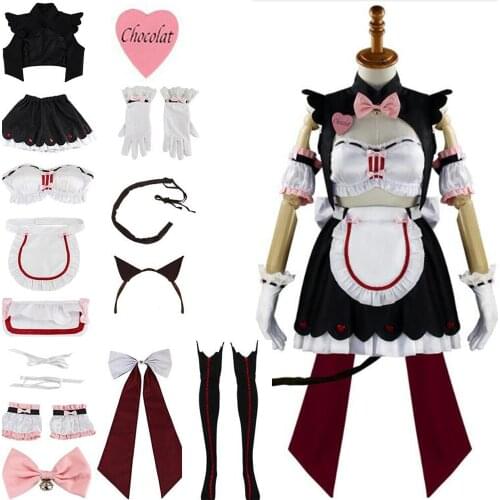 Game NEKOPARA Cosplay Costumes Chocola Cosplay Costume Maid Outfit Clothes Suits Halloween For Women Black Dresses Full Set