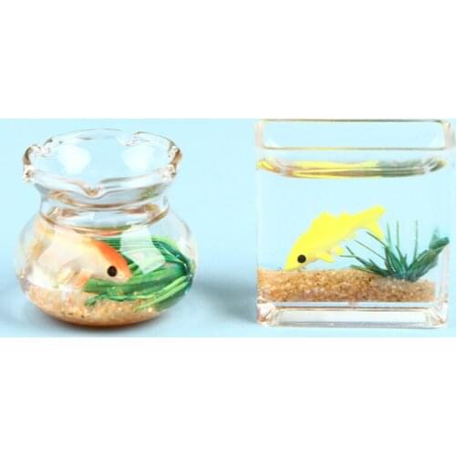 Dollhouse Miniature Glass Aquarium Bowl Fish Tank Dollhouse Home Ornament Toys For Dollhouse