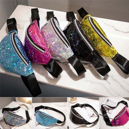 Fashion Sequins Holographic Fanny Pack Feminina Waist Pack Womens Laser Chest Waist Bag Women Belt Bag Bum Bag 2019 New