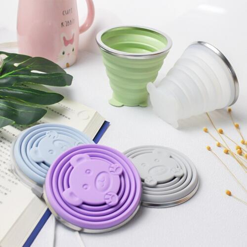 Cartoon Environmental Silicone Cup Travel Folding Cup Portable Mug Scalable Drinking