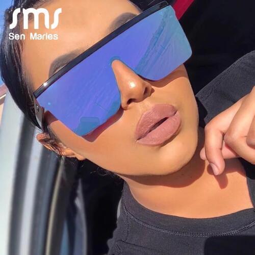 Sen Maries Oversized Womens Sunglasses Fashion Sun Glasses Big Frame Windproof Shades Men Flat Top Driving Goggles UV400