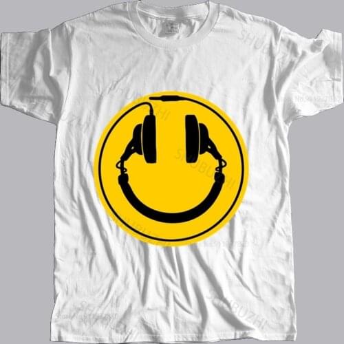 Men summer tees Headphone Smiley T-Shirt Hardcore Hakke Schranz Hardstyle Hardtekk Techno Koks new fashion tee-shirt