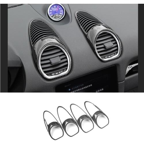 Fit For Porsche 718 2016-2020 Carbon Fiber Air Conditioning Outlet Decoration Panel Sticker Car Interior Trim Accessories