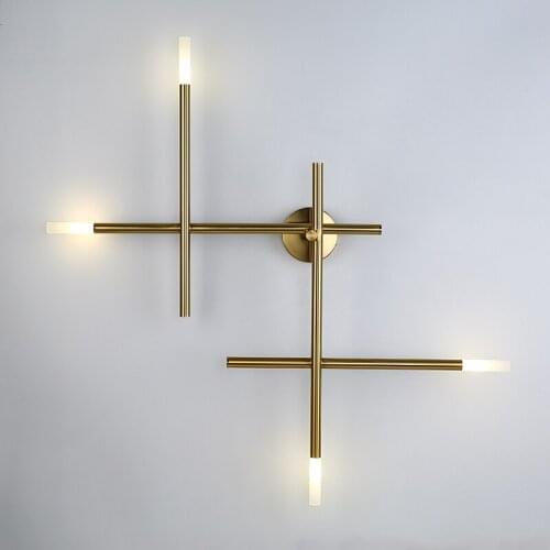 JMZM Modern Cross Line Wall Lamp Black Industrial Style Minimalist Living Room Background Hotel Sconce Light Bedroom Wall Lamp