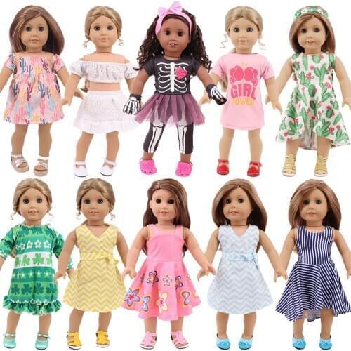 Doll Clothes 2Pcs New Arrivals Halloween Doll Baby Dress Skirt For 18 Inch American of Girl&43 Cm Baby New Born Reborn Doll Gift