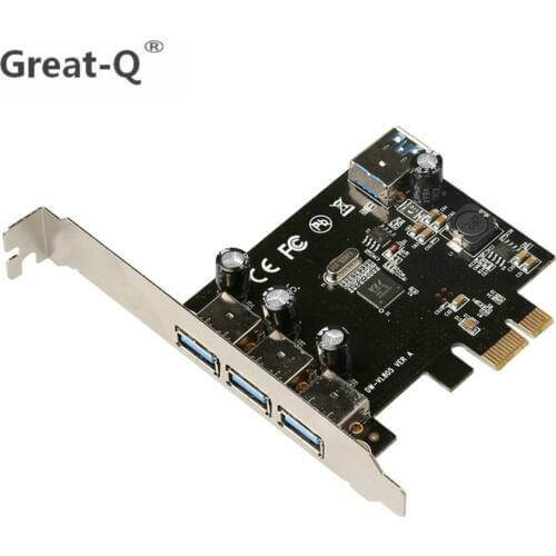 PCIE 4 ports USB 3.0 Adapter PCI-e PCI Express Controller riser Card with power supply chip VL805