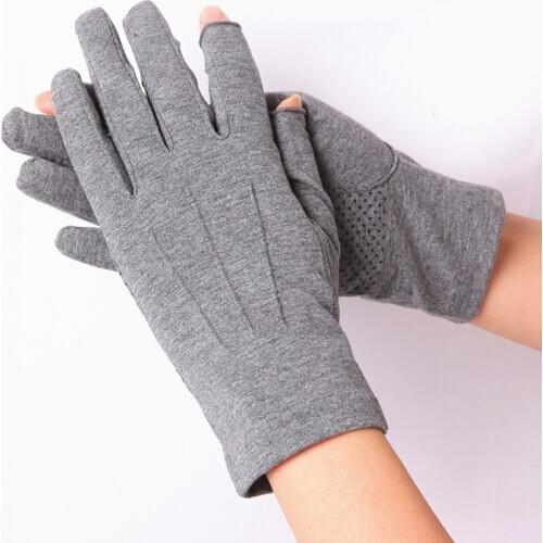 Summer Cotton Sunscreen Gloves Unisex Thin Driving Breathable Anti-Slip Male Female Two Fingerless Gloves SZ108W