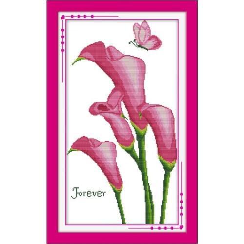 Simple modern butterfly flower 11CT 14CT hand-stitch suite red flowers beautiful butterfly home decoration living room painting