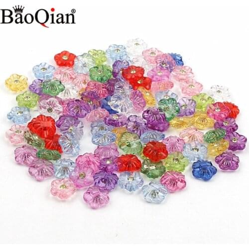 50pcs 13mm Mixed Transparent Rose Flower Resin Acrylic Buttons For DIY Decoration Handmade Craft sewing Accessories