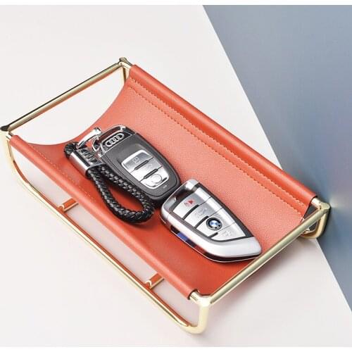 Nordic PU Leather Living Room Desktop Shelf Tablet PC Phone Organizer Rack Glasses Watch Key Remote Control Cosmetic Storage Box