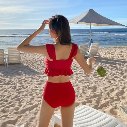 Sexy split swimsuit women ins wind ruffled small fresh swimsuit women bikini