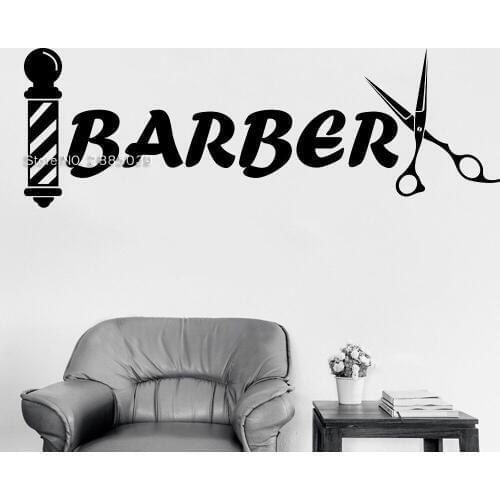 Simple Barbershop Sign Vinyl Decals Creative Barbers Hair Wall Stickers Art Haircut Hairdressing Salon Door Mirror Decor LC1149