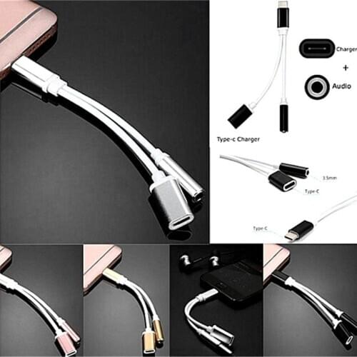 RISE-Black USB TYPE-C to 3.5 audio cable TYPE-C headset cable TYPE-C phone charging adapter