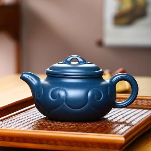 Yixing recommended manufacturers selling 】 all hand undressed ore azure mud archaize ruyi teapot tea on sale
