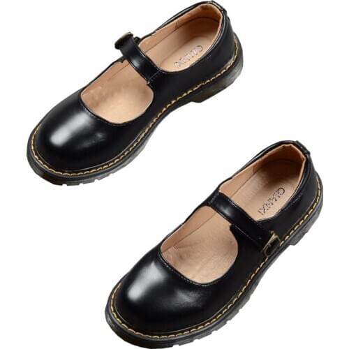 Vintage womens shoes 2019 spring new Korean Harajuku Style flat bottom Round Head PU shoes JK Uniform Lolita Shoes