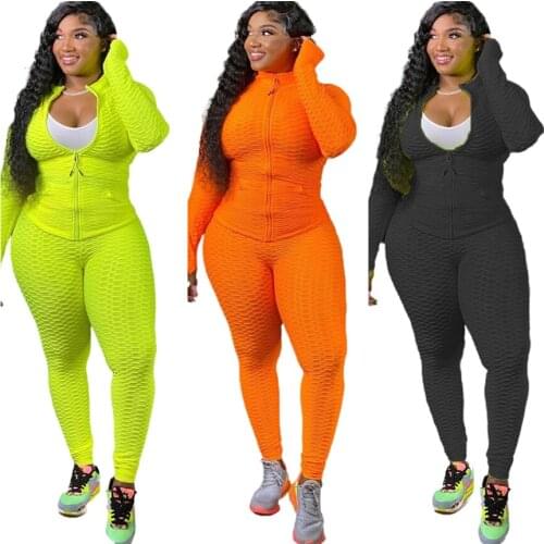Womens Two-piece Set of High-bounce Jupmpsuit Matching Sets Femal Plus Size Jogger Leggings Sportsuitt Tracksuit Bulk Wholesale