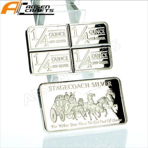 1/4 Ounce X 4 .999 Silver Stagecoach Silver Bullion Fr. USA