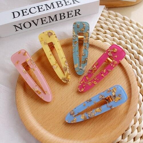 1PC New Women Girls Acrylic Hollow Waterdrop Hair Clips Tin Foil Sequins Hairpins Barrettes Hair Accessories