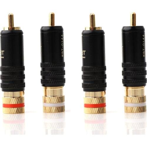 4pcs Hi-end new WBT 0144 Gold Plated RCA Plug HIFI Audio RCA Plug Connector