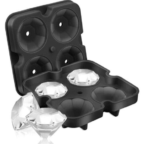 4 Cell Diamond Ice Ball Mold Silicone Ice Cube Tray Whiskey Ball Maker Ice Cream Molds For Chocolate Mold For Party Bar