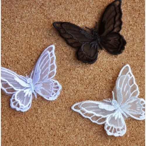 5 Pieces 3D Colorful Lace Fabric Multicolor DIY Stereo Double Layer Butterfly Lace Applique Fabric Dress Decoration Bridal Trim