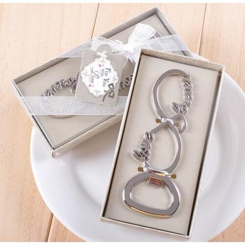 50pcs lover forever love chrome beer bottle opener for wedding party guests favors gift