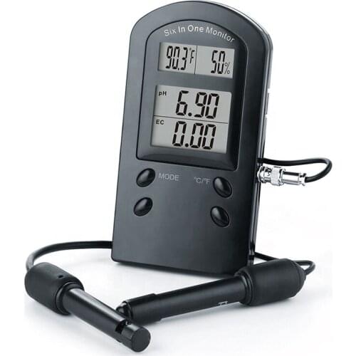 6 in 1 Multiparameter water quality analyzer with three-level LCD display Digital PH Temp RH EC CF TDS Meter tester