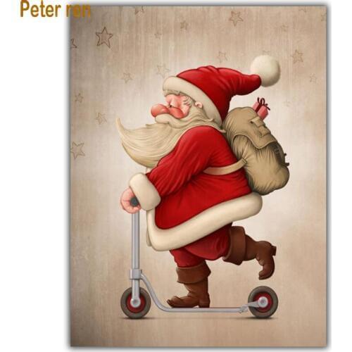 Diamond painting portrait cross stitch Home Decor Square\Round diamond mosaic Full Diamond embroidery Santa Claus on the slipper