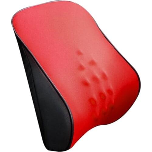 Car Massage Pillow Lumbar Pillow Universal Backrest Seat Back Support Relieve Fatigue Auto Back Support Red