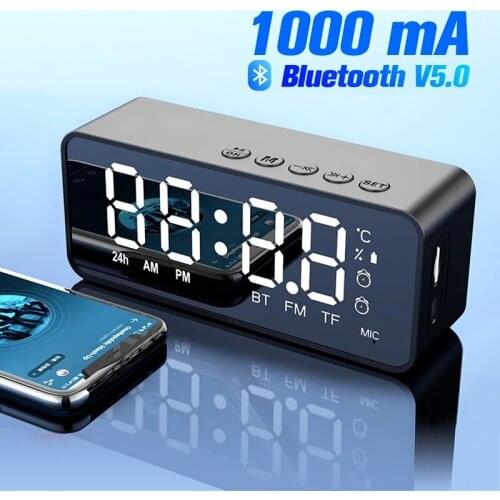 Wireless Bluetooth Speaker FM Radio Sound Box Desktop Alarm Clock Subwoofer Music Player TF Card Bass Boom for All Phone