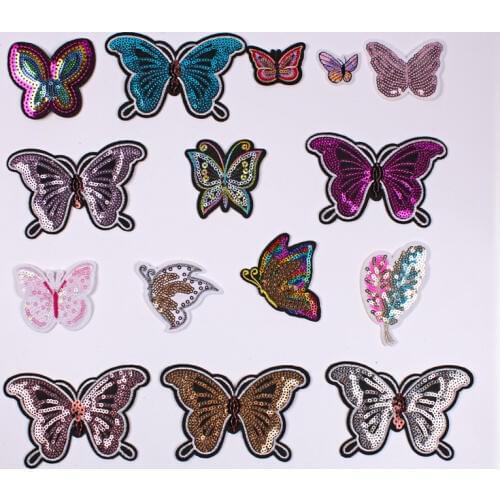 Sequin Colorized Butterfly Gold Silver Color Embroidered Cloth Clothing Accessories Badge Patch