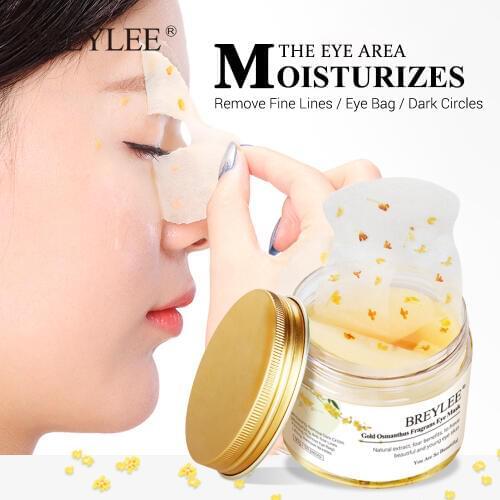 BREYLEE Gold Osmanthus Fragrans Eye Mask Collagen Gel Eye Patch Face Skin Care Remove Dark Circles Lifting Firming Serum 50pcs
