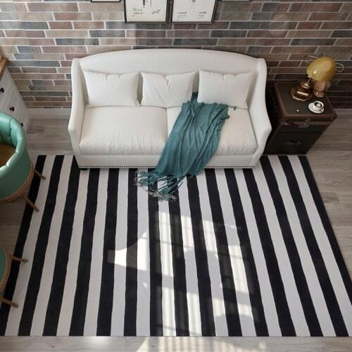 Black and white fashion modern vertical stripe Design Livingroom Carpet non-slip floor Large Carpets Playmate Rug Home Mat Decor