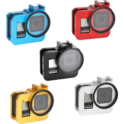 CNC Aluminum Alloy Metal Multi-angle Shooting Protective Frame Case Cage for GoPro Hero 8 Black with 52mm UV Lens for Go Pro 8