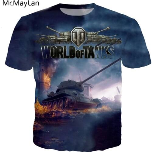 New Popular game World Of Tanks t shirt men/women 3D printed t-shirts Short sleeve Harajuku style military tshirt funny Cartoon