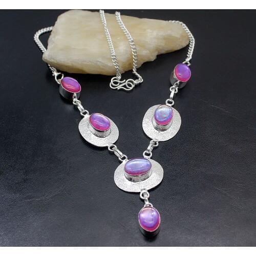 Hermosa Wonderful Beauty MysticalTopaz Silver Color Charm Pendant Necklace 18.5 Inch NY1155 Free Shipping