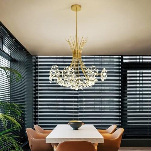 Crystal Dandelion Bouquet Chandelier Golden Black Creative LED Interior Decoration Lamps