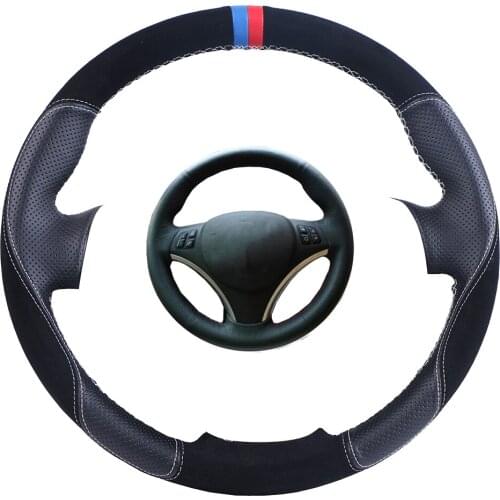 Custom Car Steering Wheel Cover Black For BMW E90 320i 325i 330i 335i E87 120i 130i 120d Suede Leather Auto Steering Wheel Braid