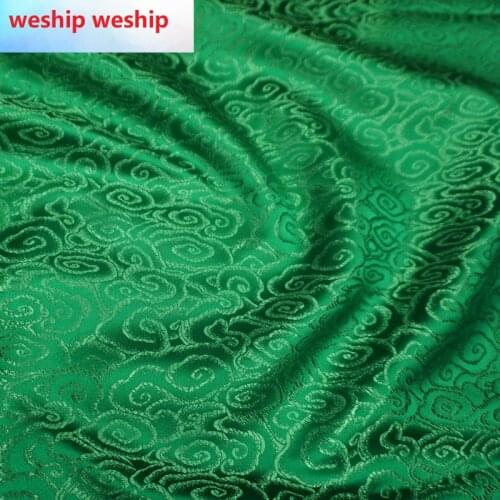 Chinese Classics green cloud-pattern brocade jacquard Satin silk fabric DIY patchwork bag Book cover Doll hanfu clothes