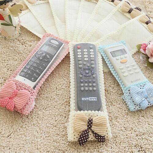 Lovely Bowknot Design Textile Protective Bag Pouch 3 Size Dustproof TV Remote Control Case Air condition Remote Control Cover