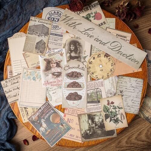 32pcs Junk journal retro material notebook sticker old English pages music scores bills hand-book stickers stationery pegatinas