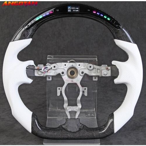 LED Perforated Leather Carbon Fiber Steering Wheel Fit For Nissan 370Z