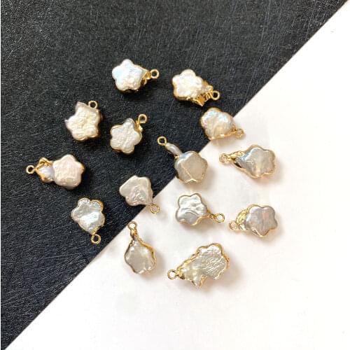 Natural Freshwater Pearl Plum Blossom Pendant for DIY Fashion Jewelry Making Necklace Bracelet Earring Size 12x13-12x22mm