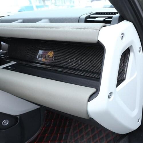 For Land Rover Defender 90 110 2020-2022 Real Carbon Fibber Car Co-pilot Dashboard Hollow Panel Cover Stickers Car Accessories