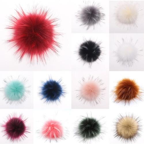 DIY 100% Natural Fox Fur Fluffy Pompon for Hats Real Fox Fur Big Ball Pom Pom for Caps Hats Skullies 10cm