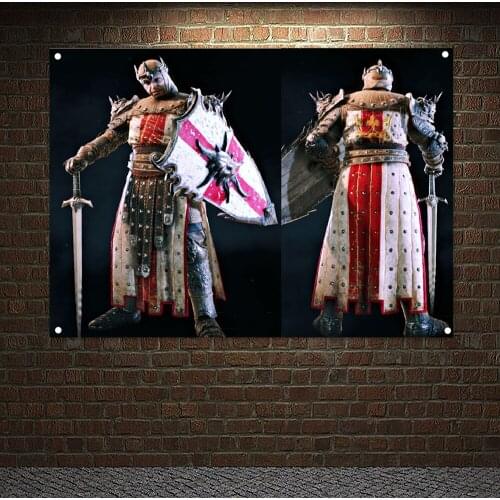 Ancient Combat Legion Posters Wall Hanging Military Art Knights Templar Armor Banners Flag Canvas Painting Background Wall Decor