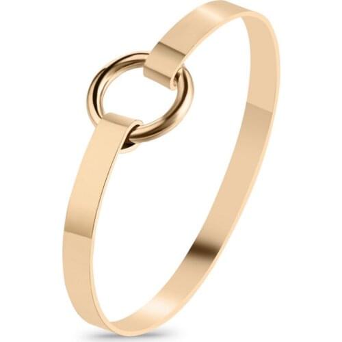 Gold Color Simple Flat Bracelet Bangle For Women Europe Style Girlfriend Best Gifts friendship Jewelry