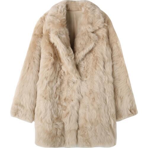 Rf2043 Winter New Design Womans Real Sheep Fur Coat Long Sleeve Casual Fashion Natural Fur Jacket