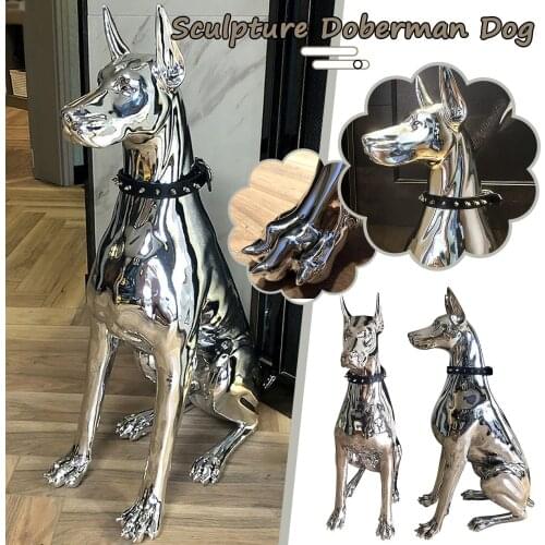 Home Decor Sculpture Doberman Dog Small Size Art Animal Statues Figurine Room Home Decoration Accessories Living Room Decoration